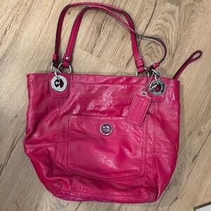 Coach Fuchsia  patent Leather Tote